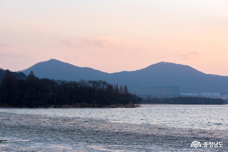 아산 신정호의 겨울 그리고 노을 사진