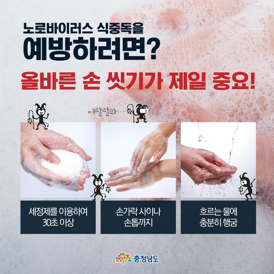 노로바이러스 식중독을 예방하려면? 올바른 손 씻기가 제일 중요!