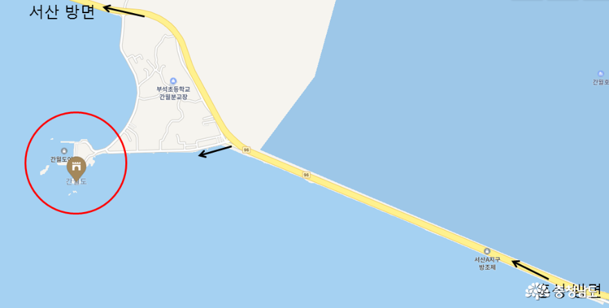 홍성과 서산 사이에 위치한 간월도, 간월암