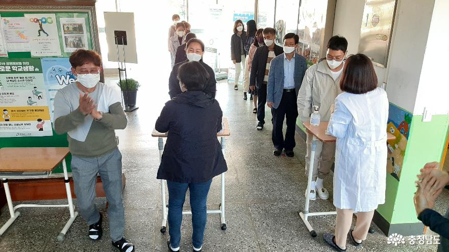 서산 음암중학교, 코로나19 감염병 대응 모의훈련 모습	 