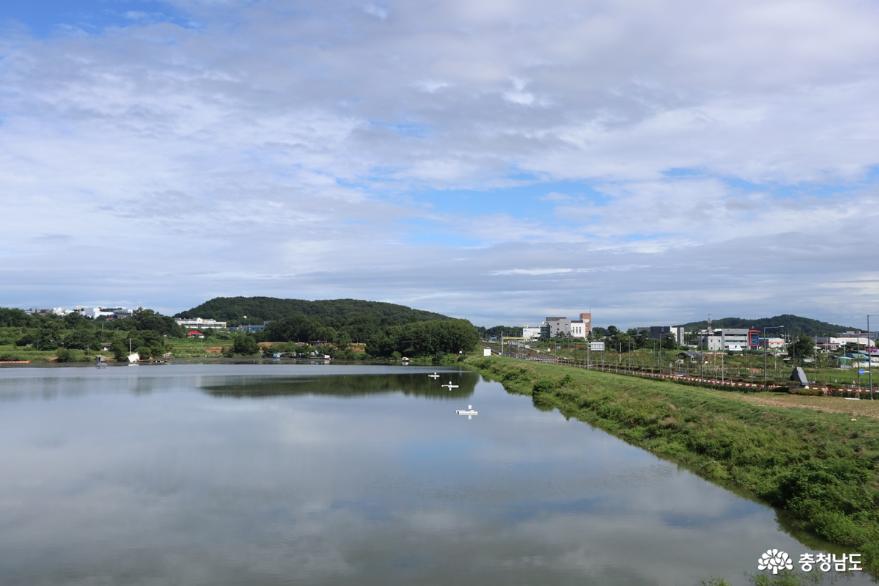 비 갠 후 업성수변로에서 바라본 업성저수지 풍경 사진