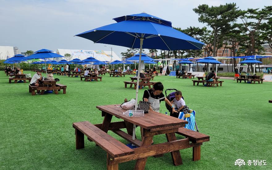保宁海洋泥浆博览会还配有供游客免费使用的休息设施。