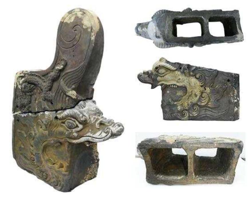 사진은 남면 양잠리에서 발굴된 취두.