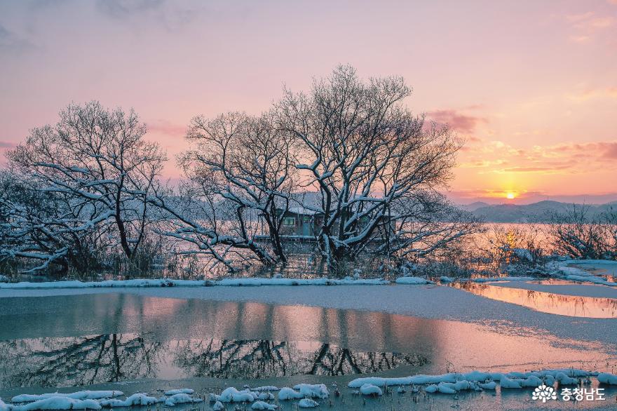아름다운 예당저수지 겨울 풍경 사진