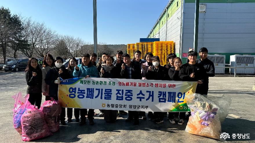 충남 청양군 지역 농협 임직원, 영농폐기물 수거 캠페인