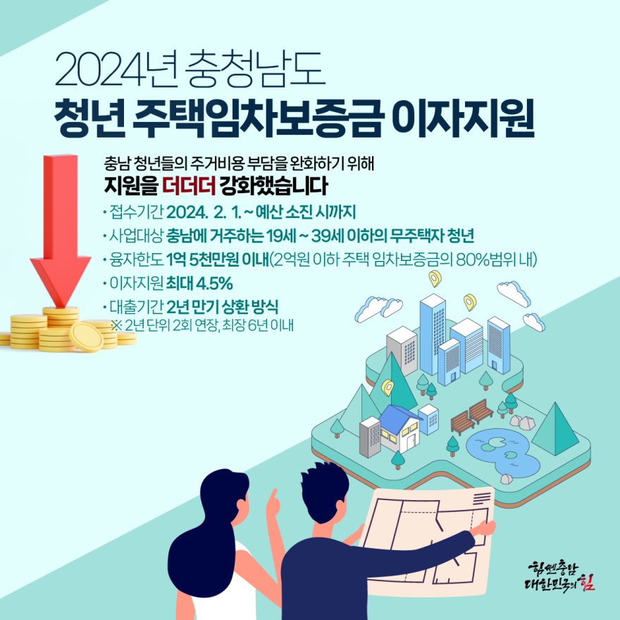 충남 청년들의 주거비용 부담 완화 [카드뉴스]2024년 충청남도 청년 주택임차보증금 이자지원