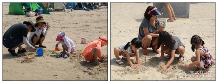 모래놀이를 하는 어린이들