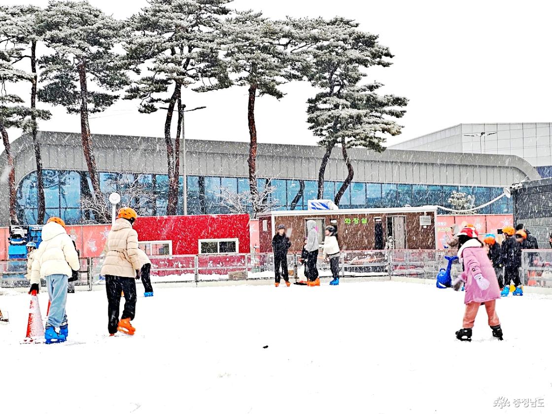 눈 내리는 은빛 세상! 천안 운동장 무료 스케이트장