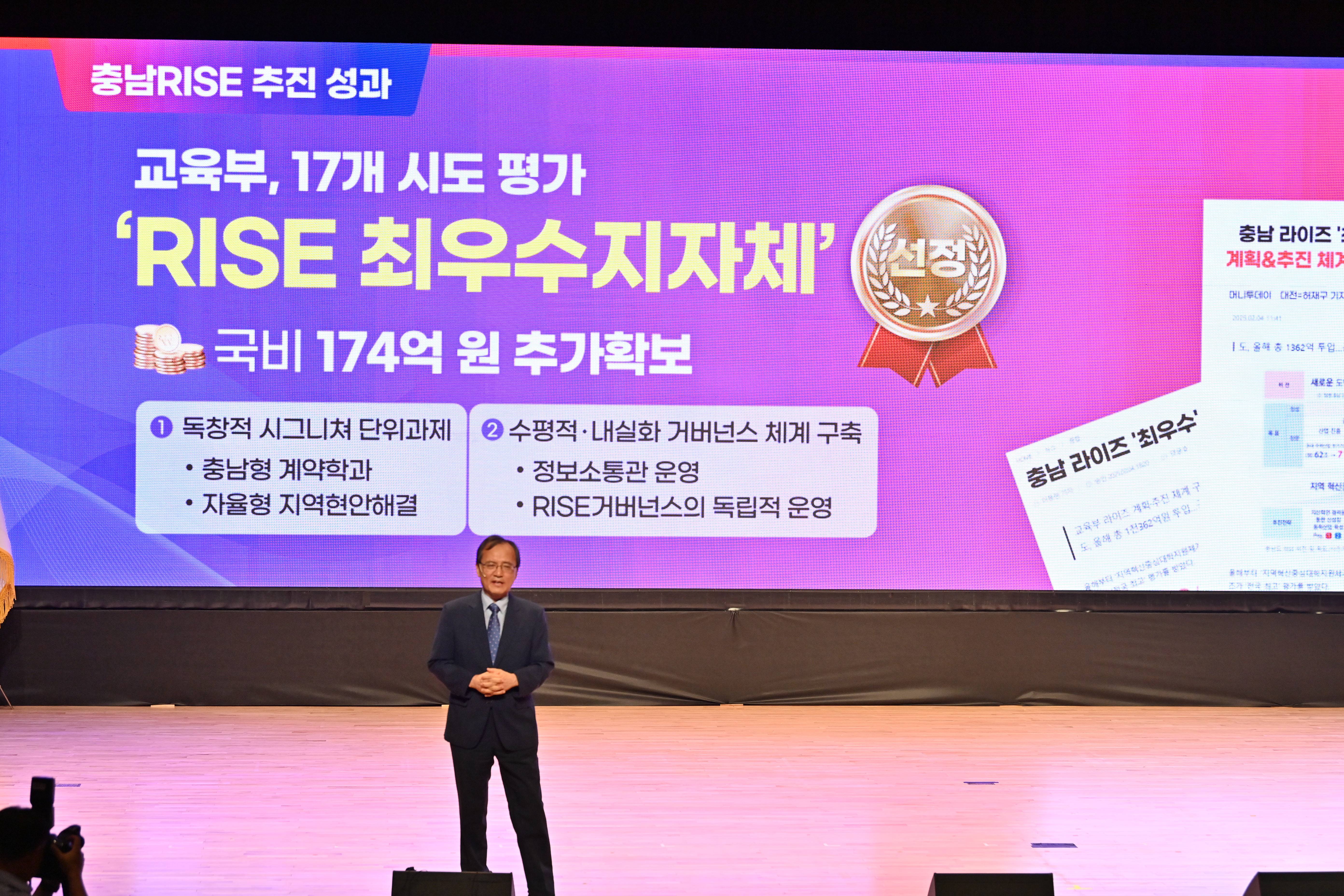 김태흠 도지사는 9일 도청 문예회관에서 열린 '힘쎈충남 RISE 업무협약식'에 참석했다. 관련사진 2