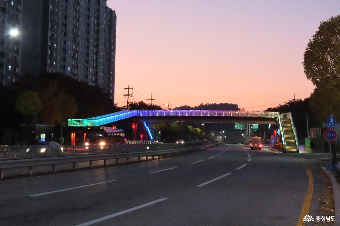예산종합터미널 녹지대 육교 야간 조명