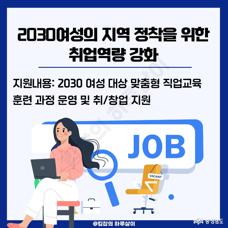 지원내용 2030 여성 대상 맞춤형 직업교육 훈련 과정 운영 및 취/창업 지원
