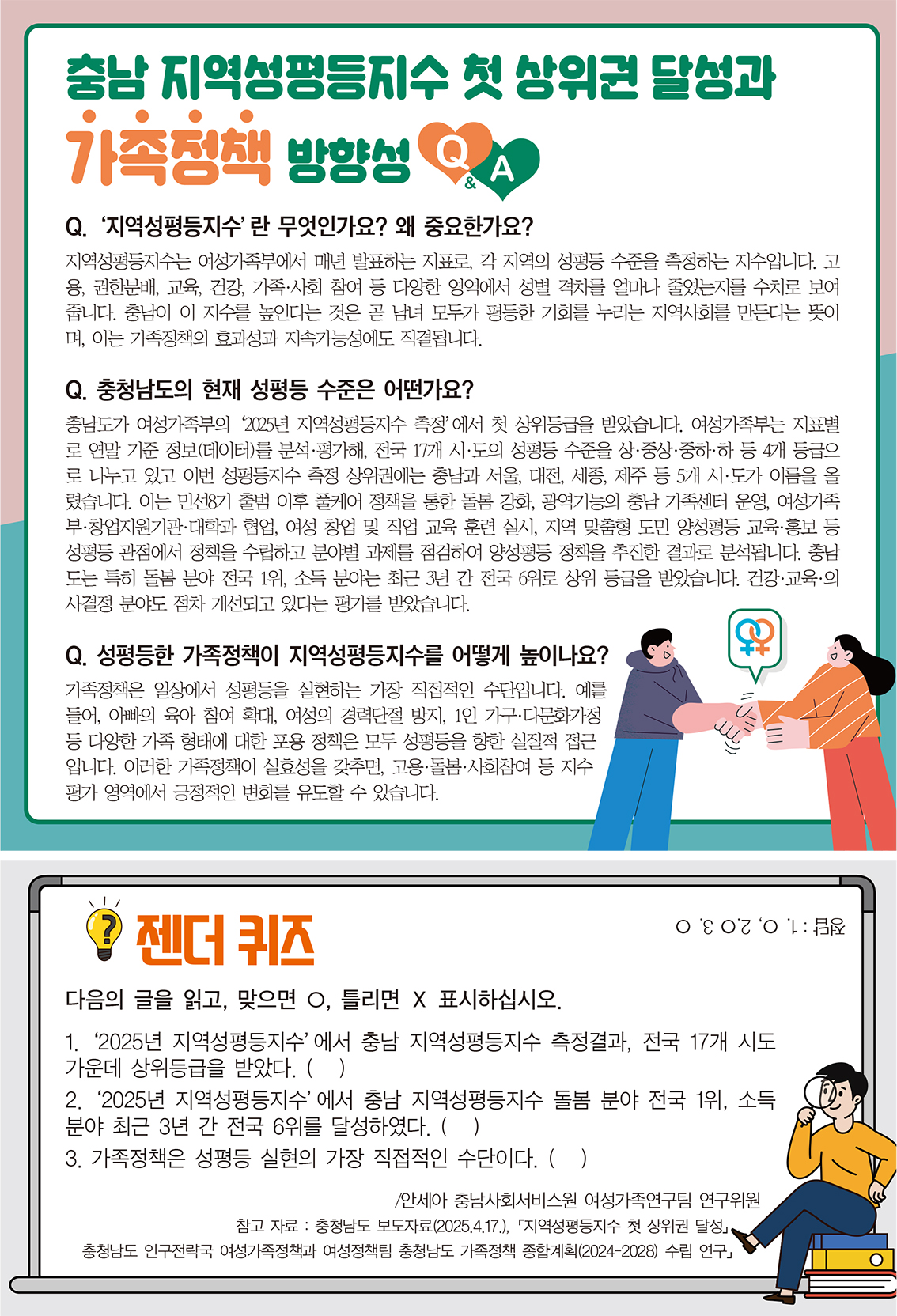 2025년 충남 지역성평등지수 첫 상위권 달성과 가족정책 방향성 Q&A