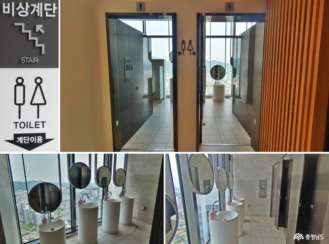 천안시의 세심한 배려가 느껴지는 키높이 따라 설치된 깔끔한 세면대