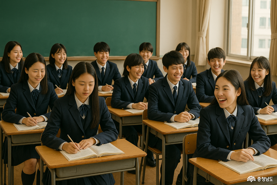 수업듣는 중학생들