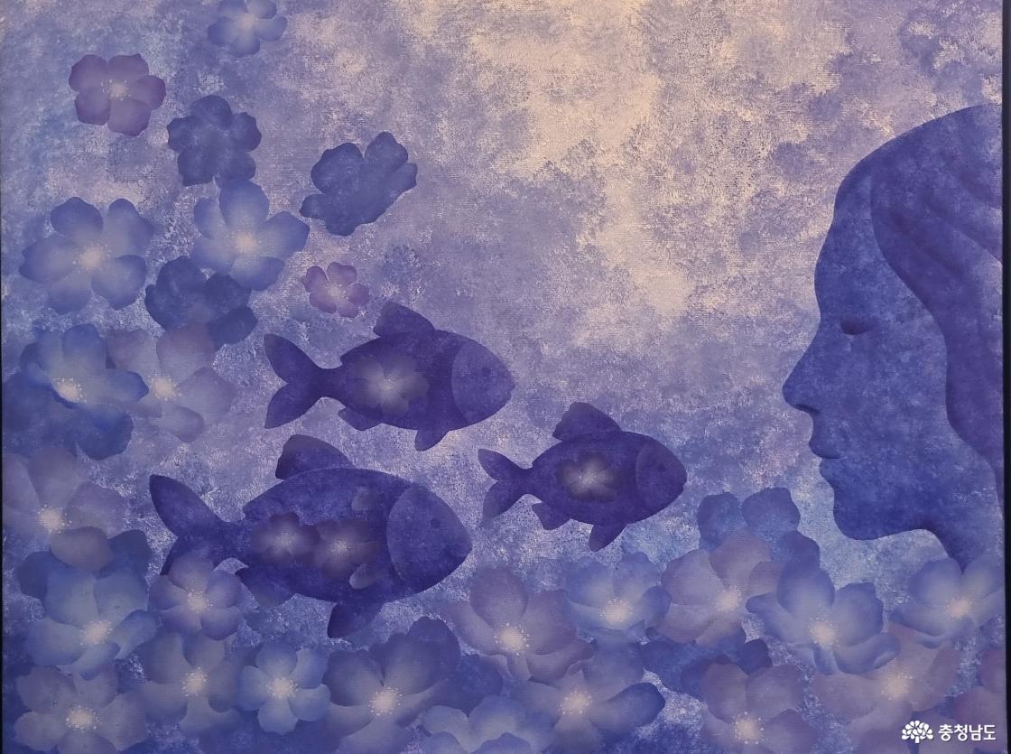 이은아 작가 ‘푸른 정원의 침묵’ (아크릴, 50×73cm, 2021)