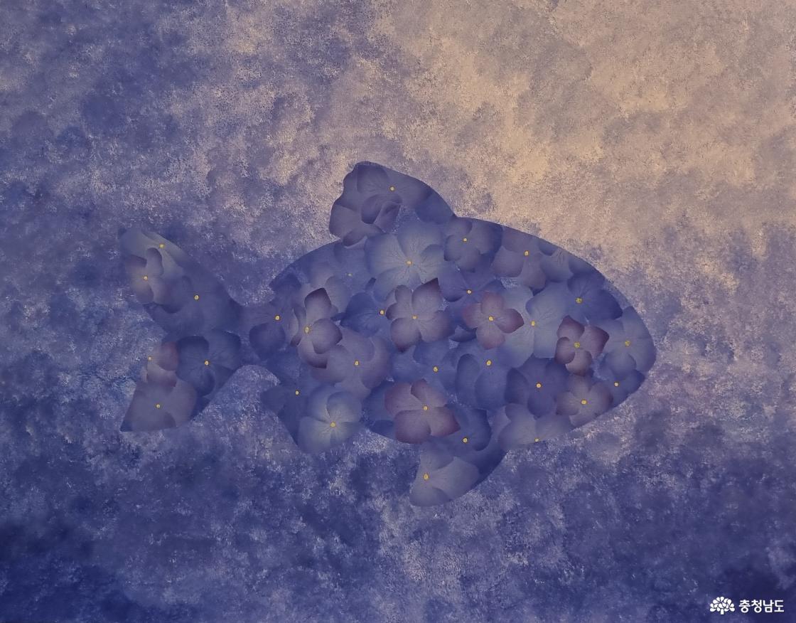 이은아 작가 ‘푸른 침묵 I’ (아크릴, 41×53cm, 2025)