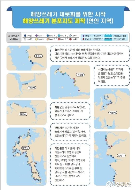 [충남 해양쓰레기 분포지도]