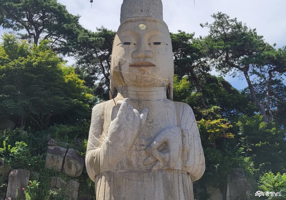 천년고찰 논산 관촉사 석조미륵보살입상(은진미륵)의 몸통 상반신.