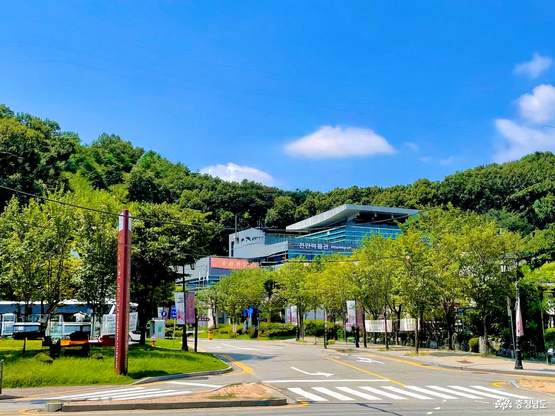 천안박물관의 입구와 전경을 담은 사진