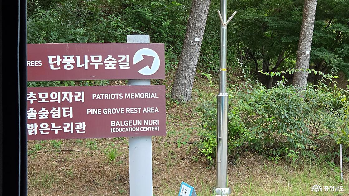 독립기념관 단풍나무숲길 가는 길목에 푯말.