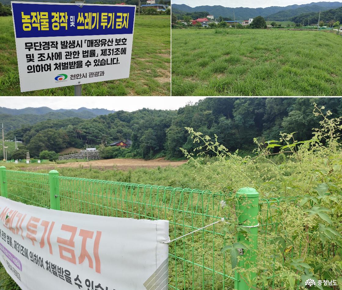 농작몰 경작이나 쓰레기 투기가 금지된 문화재 발굴 예정지 