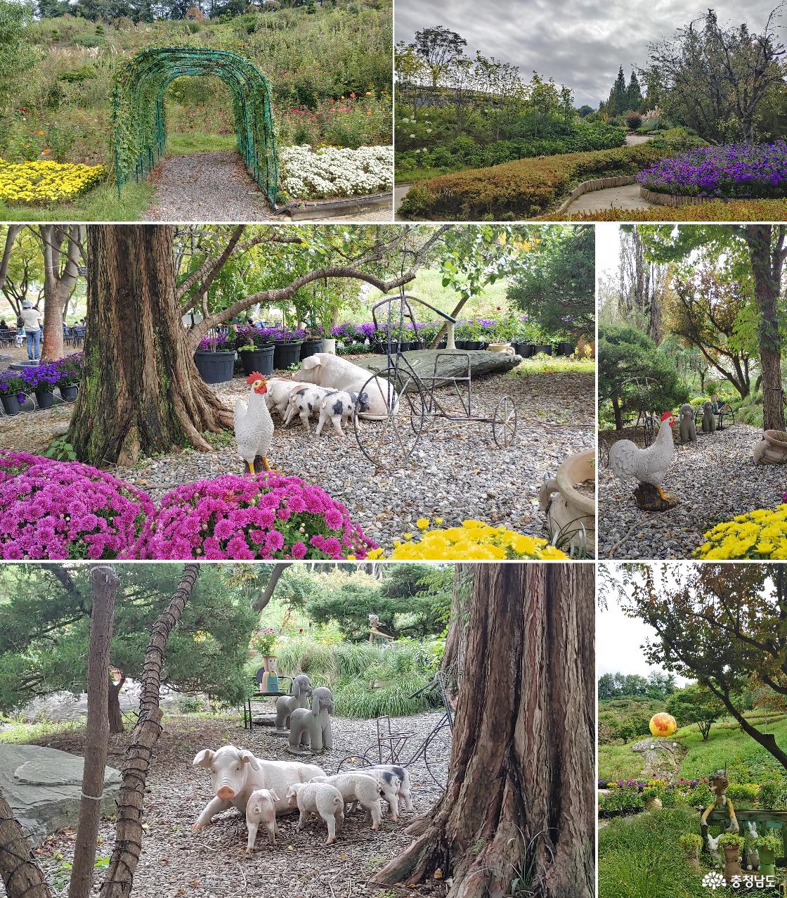 하늘정원에서 오르는 둘레길 / 하늘정원에 조성된 달, 피노키오, 동물들 조각상