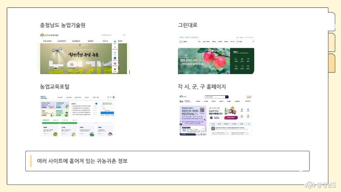 다양한 귀농 관련 사이트들