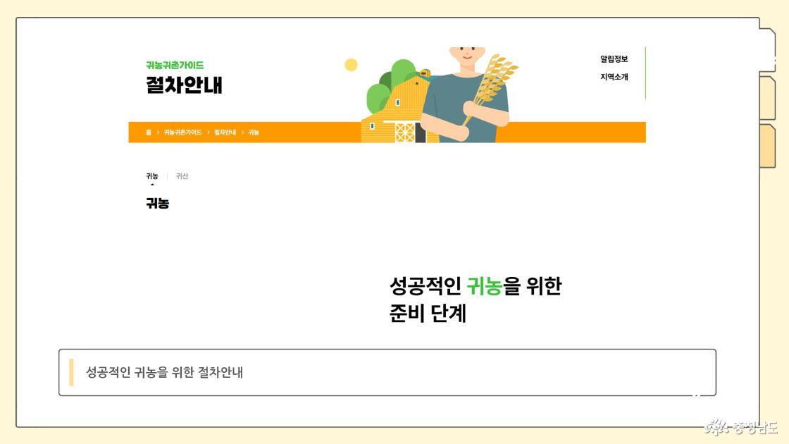 성공적인 귀농을 위한 절차안내