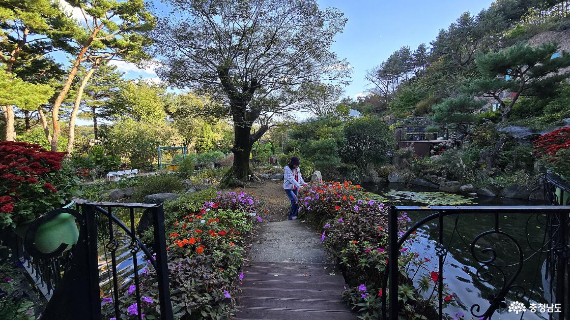 식당 앞 연못의 멋진 포토존 모습