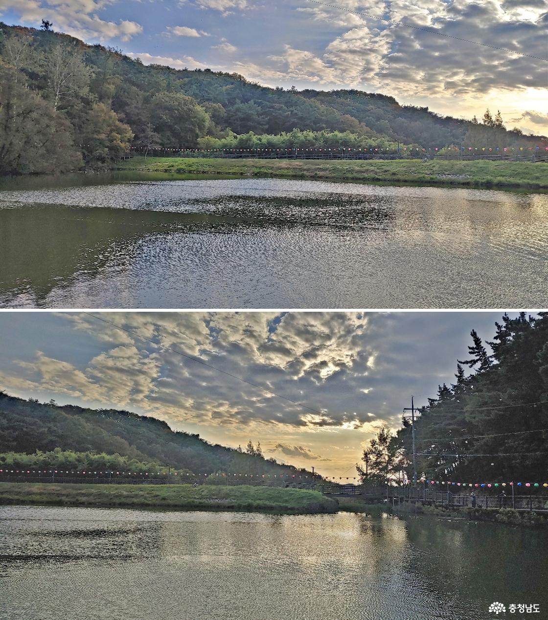 노을빛에 물드는 연곡지 풍경