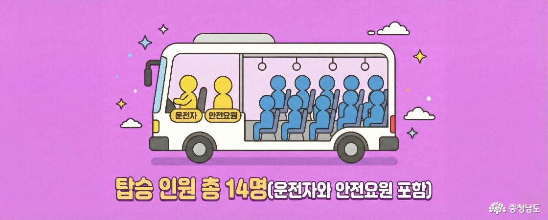 탑승 인원 총 14명(운전자와 안전요원 포함)