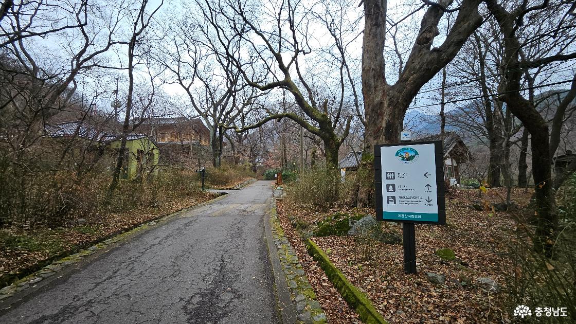 갑사 입구에 있는 해우소와 불교용품점 전경 사진임