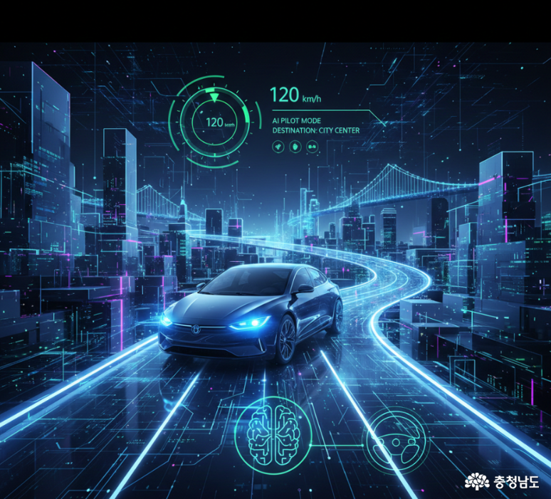 자율주행 자동차 그래픽 이미지 