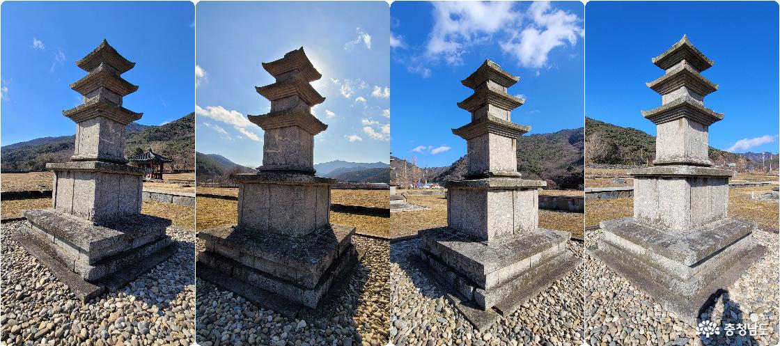 천년고찰 성주사지 (西)삼층석탑 4면 모서리 전경.