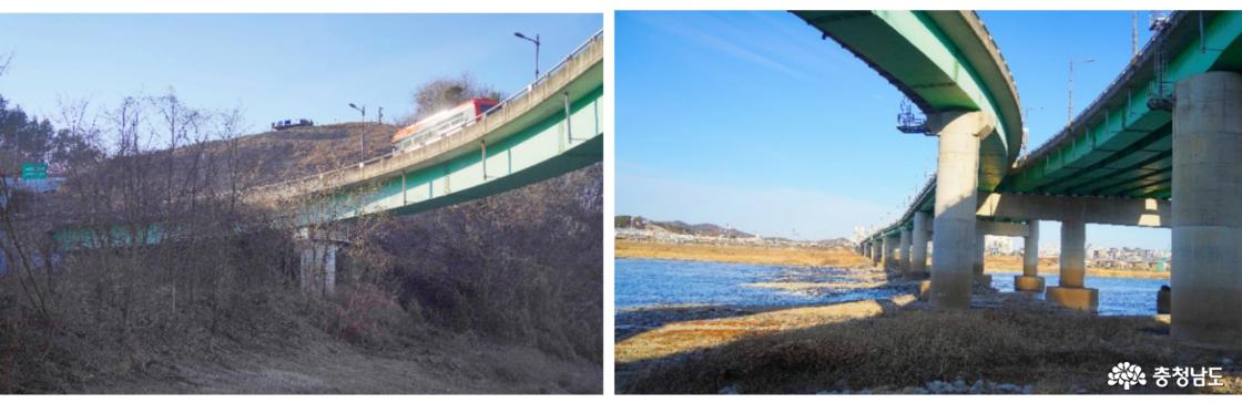 백제이음길에서 바라본 정지산유적과 백제큰다리