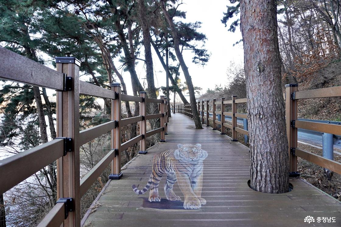 풍전저수지 둘레길에 조성된 착시벽화 