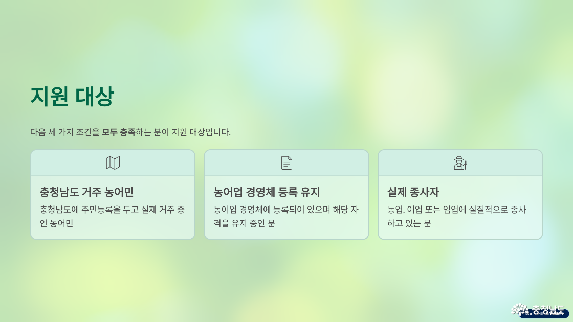 ▲ 충남 농어민 수당 지원사업