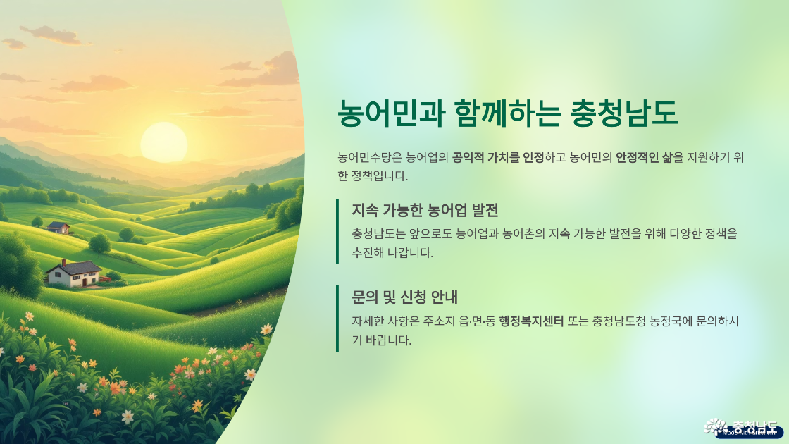 ▲ 충남 농어민 수당 지원사업