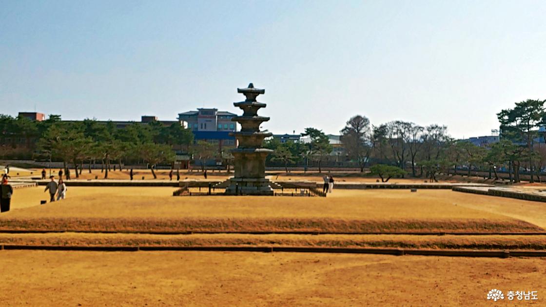 뒤에서 본 부여 정림사지 오층석탑