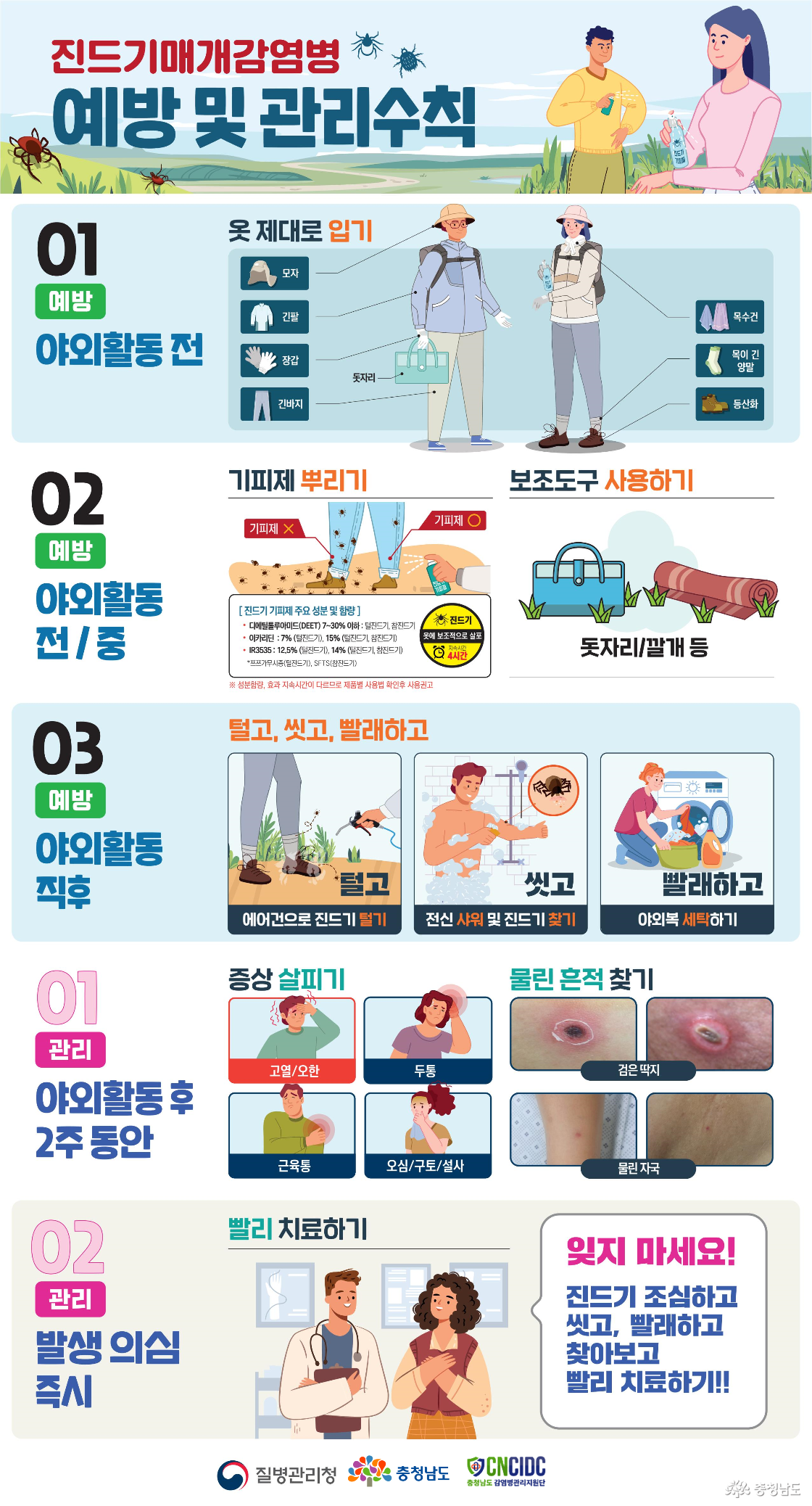 진드기매개감염병 예방 및 관리수칙입니다