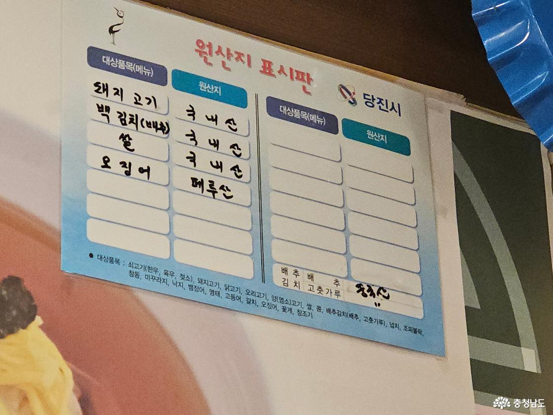 원산지 표시판