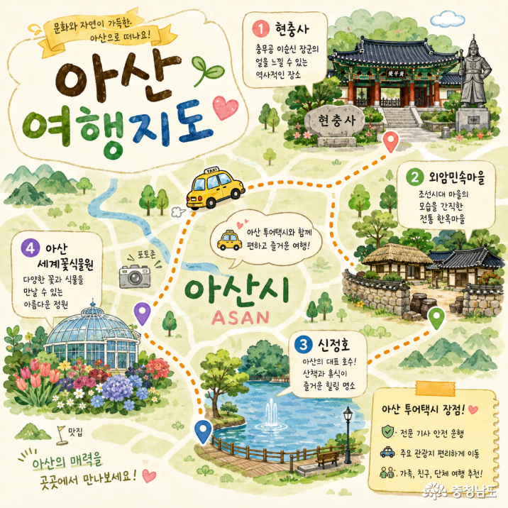 아산 여행지도