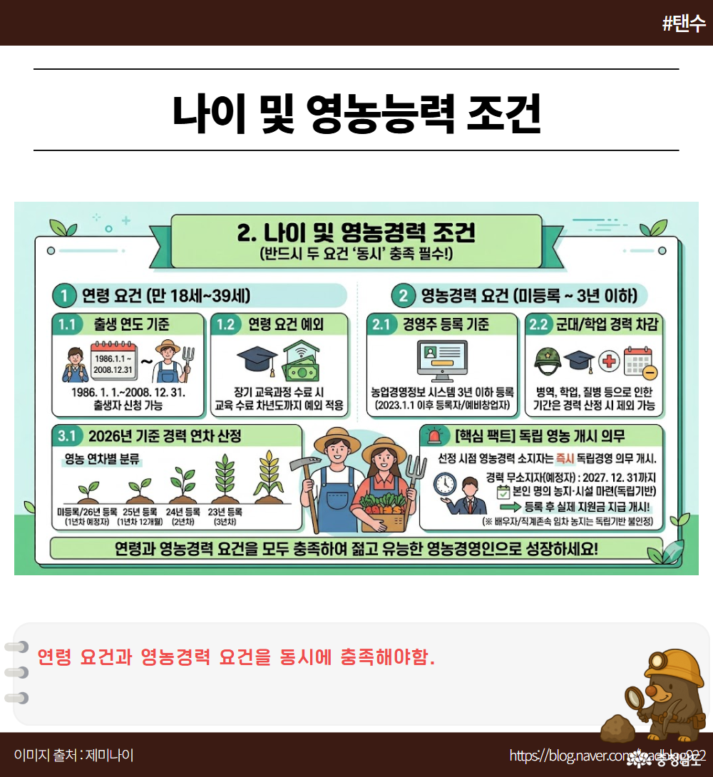 2. 나이 및 영농능력 조건
