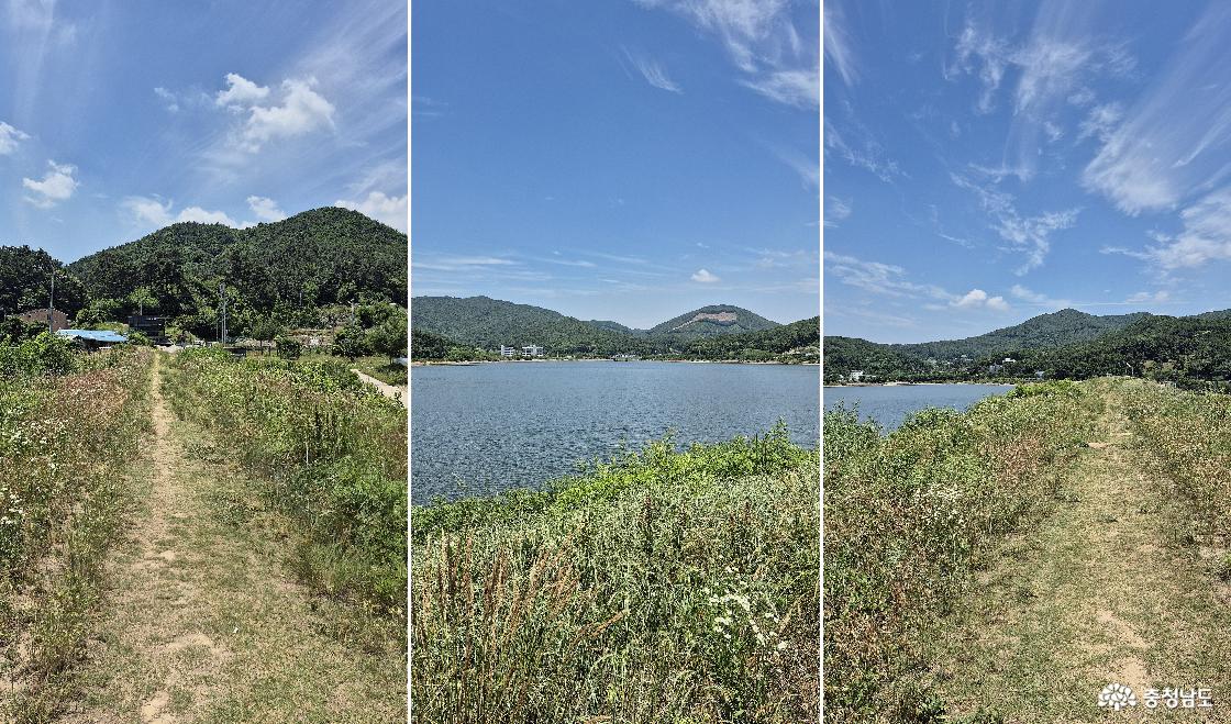 용연 저수지 산책 둑길