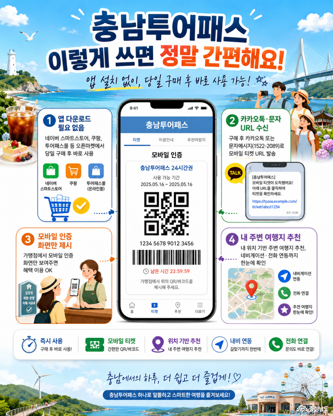충남 투어패스란 당일 구매 후 바로 사용 가능한, 충남의 여행 상품권이다. 