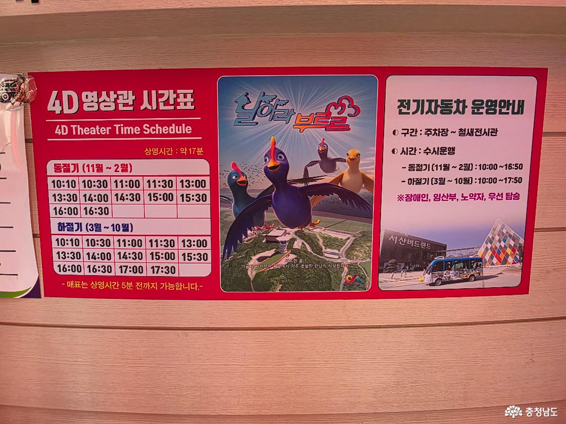 4D 영상체험 시간표