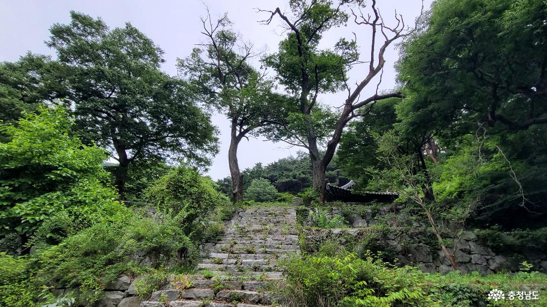 충남 홍성군 전통사찰 오서산 내원사로 향하는 돌계단.