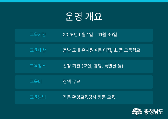2026 충남 찾아가는 환경교육 프로그램 참여기관 모집
