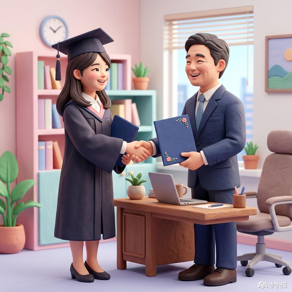 졸업식에 참석한 청년의 모습입니다.
