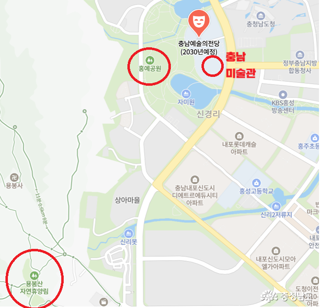 충남미술관이 완공되면 👉🏻 충남예술의전당(2030년 예정) 👉🏻 홍예공원 👉🏻 용봉산과 함께 내포신도시를 대표하는 문화 예술 벨트가 완성될 예정